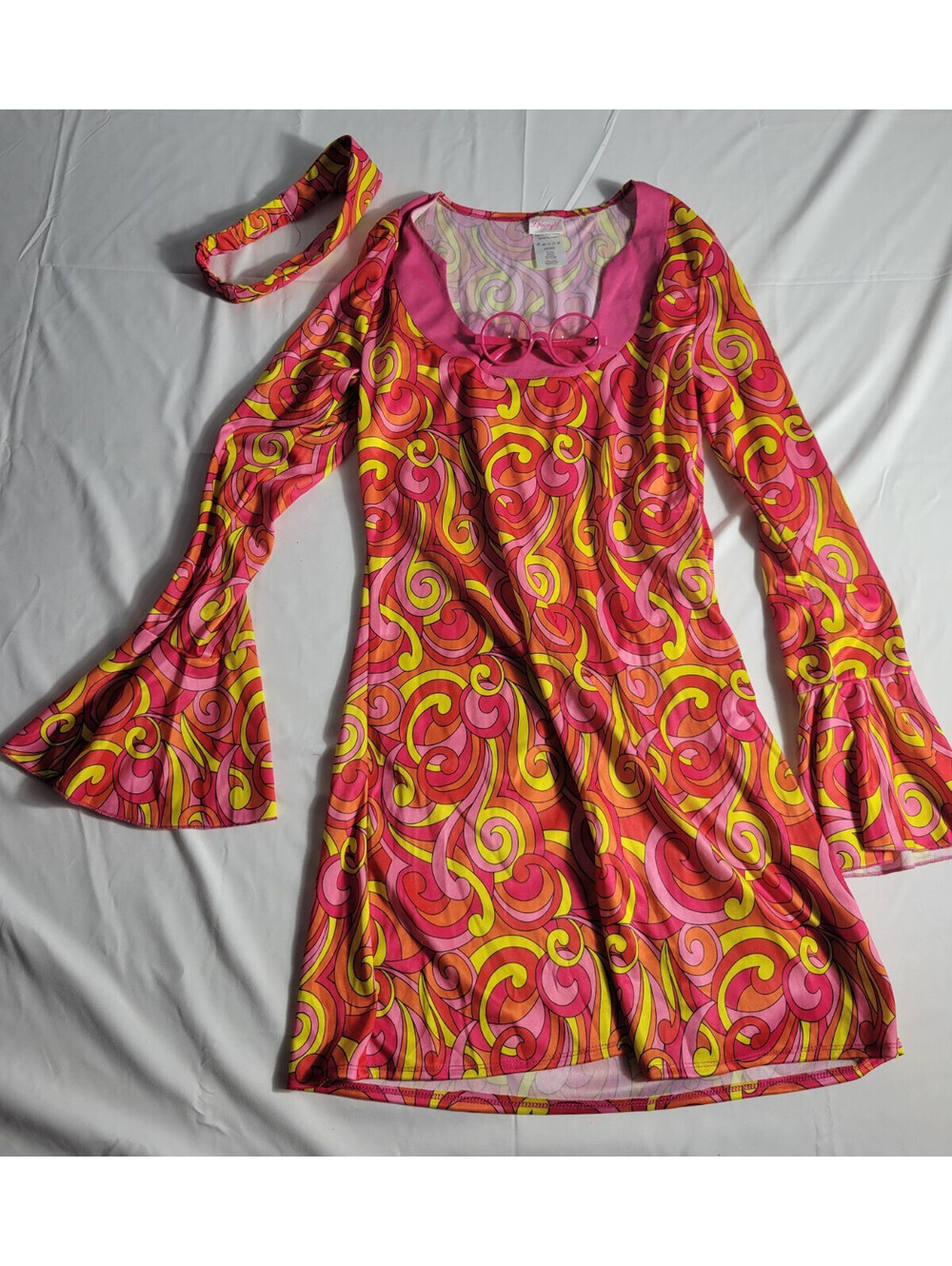 1960s Retro Hippie Groovy Flowers Floral Halloween Costume Dress Set X Large